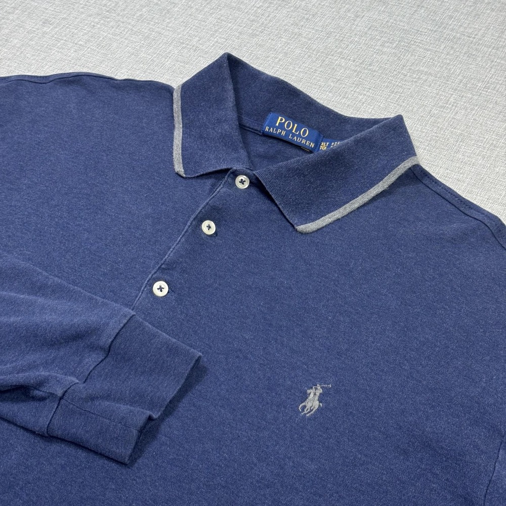 Polo Ralph Lauren Long Sleeve Polo Shirt Mens XLT Blue 100% Cotton Classic Fit